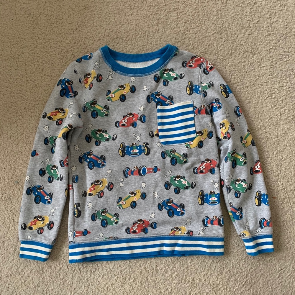Mini Boden race car sweatshirt
